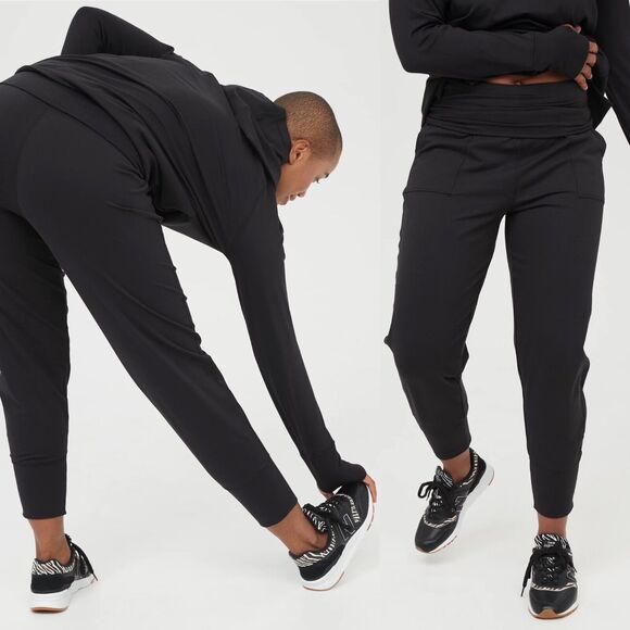 aerie Pants - Offline by Aerie Size XS The Hugger Jogger Pants Black Fold Over Waist